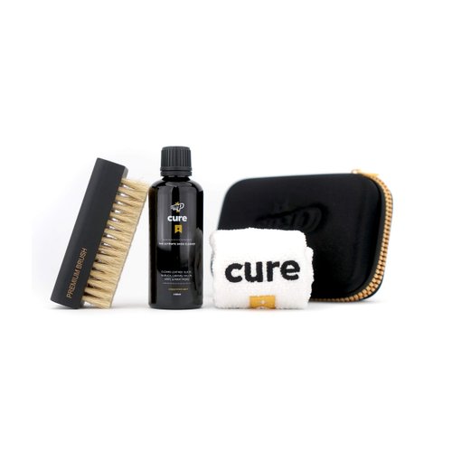 Crep Protect Cure Shoe Cleaner Kit - Premium Sneaker Cleaning Travel Kit with 3.5oz Solution, Premium Brush, and Microfiber Cloth - Complete Shoe Care Solution for Sneakerheads
