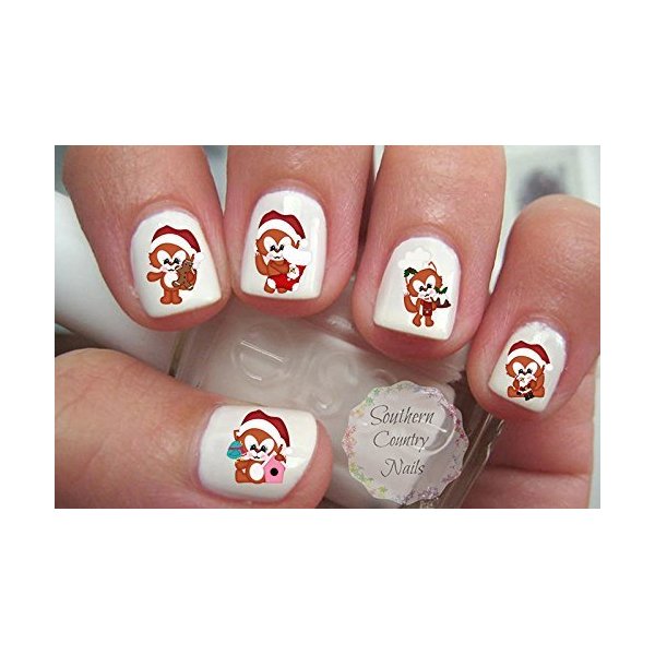 Holiday Christmas Foxy Nail Art Decals