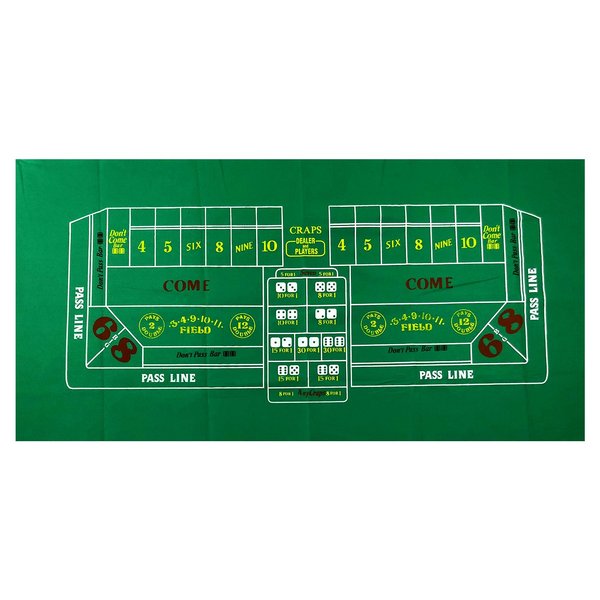 Craps Table Top Felt Layout - 36" x 72" Rectangle Las Vegas Style Green Casino Poker Table Cover Mat, Great for Poker Game Night Events Theme Party Fundraisers & Gatherings