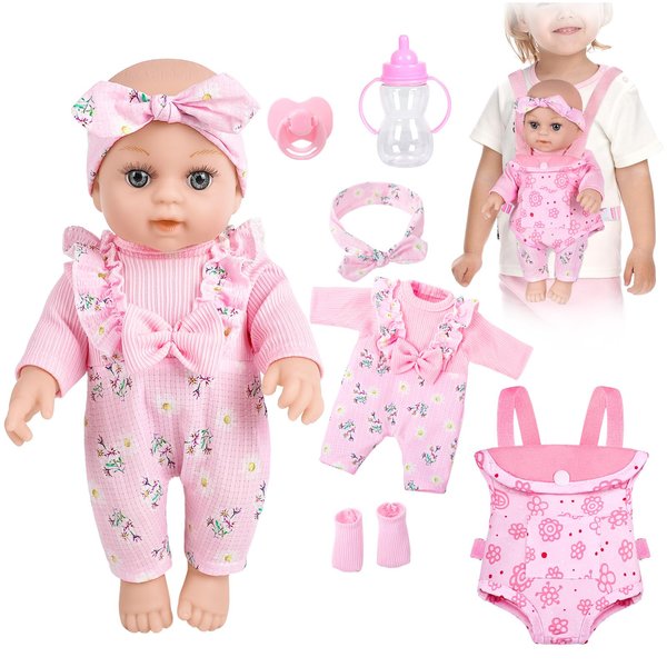 DOTVOSY 12" Baby Doll Care Gift Set in Box with Dolls Carrier,Baby Dolls with Accessories Include Clothes Socks Bottle and Pacifier Pretend Play Toddler Toys for Kids Age 3+