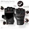 WYOX MMA Gloves for Men and Women, Lightweight UFC Mixed Martial Arts Grappling Sparring Punching Bag Kickboxing Mitts (Black - Small)