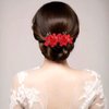 inSowni 8 Pack Hawaiian Luau Party Wedding Bridal Headpiece Artificial Fake Silk Hibiscus Flower Gold Hair Side Combs Clips Pins Barrettes for Women Girls Brides