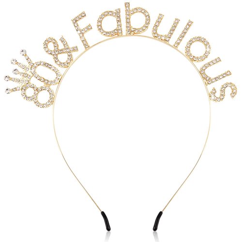 SuPoo 80th Birthday Decorations for Women 80th Birthday Headband Crown Gold 80th Birthday Gifts for Her 80 & Fabulous Party Decorations Happy Birthday Tiara Hair Accessories