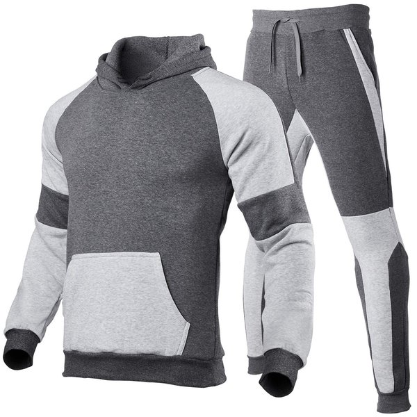 HHGKED Men's Track Suits 2 Piece Set Active Jogging Suits Long Sleeve Sweatsuits Casual Outfits