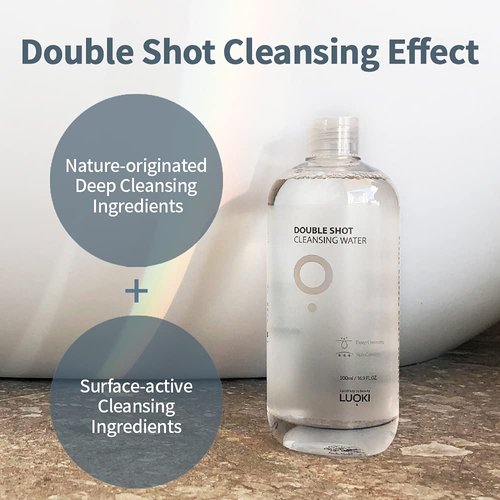 luoki Double Shot Cleansing Water 500ml (16.9 fl oz) - Hypoallergenic Deep Clean Micellar Cleansing Water and Makeup Remover… (16.9 Fl Oz(Pack of 1))