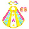 iROLEWIN Star Superhero-Costumes-Cape and Mask for Kids Girls Boys Super Hero Party Gifts Toys as Halloween Dress Up with Bracelets (Rose)