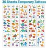 30 Sheets Temporary Tattoos Kit for Kids, 300Pcs Fake Cute Tattoo Stickers Waterproof, Birthday Party Favor (Dinosaurs ＆ Space ＆ Vehicle)