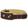 Real Leather Soft Leather Padded Dog Collar Bulldog (19"-22" Neck; 2" Wide, Brown/Beige)