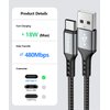 Fbokunma USB C Cable 1.6FT [3Pack], 20inch 3A USB to USB C Cable Nylon Braided Fast Charge Cord for iPhone15/15Pro/15Pro Max/15Plus,Galaxy S23/S22/S21,Note10/9, Power Bank and Other USB-C Devices
