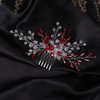 Jumwrit Bridal Hair Comb Red Rhinestone Crystal Wedding Hairpiece for Bride Bridesmaid Dainty Bridal Hair Accessories for Women Girls