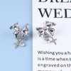 Sttiafay Vintage Crystal Bow Stud Earrings Rhinestone Bow Earrings Silver Tiny Cross Drop Earrings Sparkly Cz Bridal Earrings Jewelry for Women