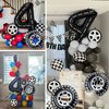 YWQIPABA Race Car 4th Birthday Party Balloons, 40 Inch Mylar Foil Racetrack Number 4 Balloon Black for Boys 4th Birthday Decorations,Race Car Theme Party Decorations Supplies 7 Pcs