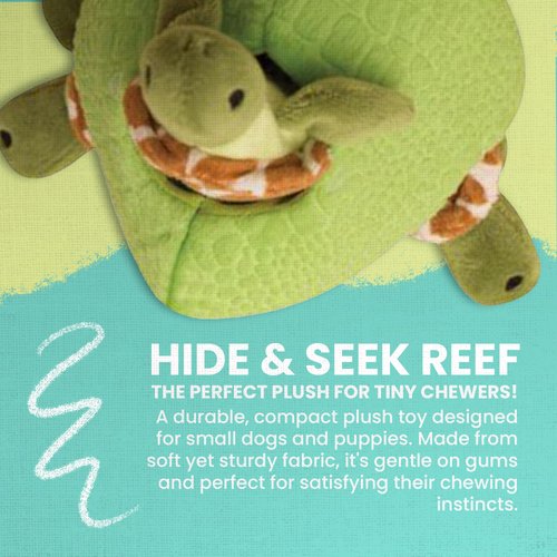 SnugArooz Hide and Seek Reef Plush Interactive Dog Toy with Patch Repair - 4 in 1 - Durable & Eco-Friendly - Perfect for Chewing and Snuggling