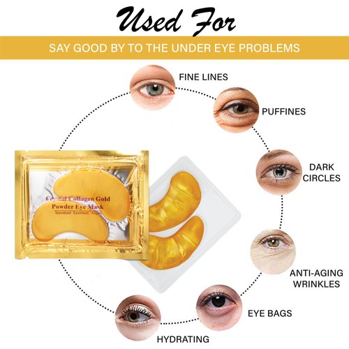BTONE 10 Gold Under Eye Patches - 24k Collagen Powder Gold Eye Mask, Under Eye Patches for Dark Circles & Puffy Eyes Treatment Eye Gel Pads to Reduce Eyebags & Lifts Your Skin Anti Aging Gel Eye Mask