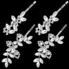 Isslly 4PCS Silver Rhinestones Hair Clips, Bridal Crystal Hair Pins, 2 Styles French Hairpins Alloy Leaf Shape Barrettes for Women, Girls for Wedding, Parties (2 Pairs)