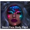 Go Ho UV Blacklight Neon Blue Face Body Paint,Water Based Bright Color Neon Fluorescent Body Paint with Cushion Applicator,Glow In The Dark Under UV Light Party Halloween Makeup Washable