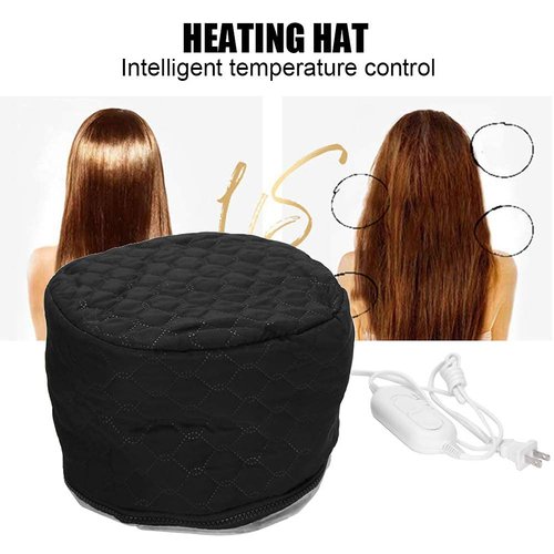Black Hair Steamer , Heating Hat Adjustable Hot Oil Treatment Hat Electric Steam Haircare Hair Nourishing Moisturize Deep Conditioning for SPA Home Use