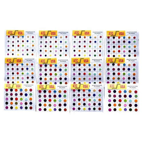 ATC USA - 720 X Count Assorted Multi Color and Multi Size Indian Daily Use Reusable Forehead Bindi Round Dot temporary Tattoo Body Art Sticker