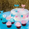 Gyufise 24 Pack Boy or Girl Cupcake Toppers Glitter Onesie Jumpsuit Footprint Bow Tie Cupcake Picks Baby Shower Kids Birthday Gender Reveal Party Cake Decorations Supplies
