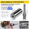 32pcs Flexible Drill Bit Extension Set, 105° Right Angle Drill Attachmen, Rotatable Joint Socket 1/4 3/8 1/2 In Hex Socket Adapter, Bendable Drill Bit Extension Screwdriver Bit