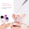 TEOYALL Nail Art Liner Brushes, Fine Line Nail Brush 7/9/11/15/20mm Thin Detail Precision Drawing Brushes for Gel Nail Polish