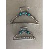 Generic Turquoise blue silver boho design metal native tribal alloy hair claw clip (Size: 3), 1 Count (Pack of 1)