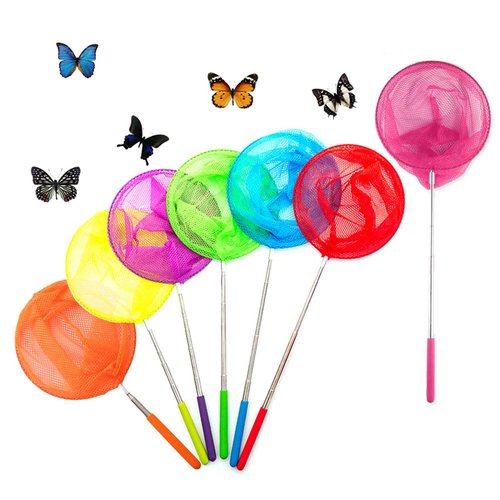 Haploon 14 Pack Colored Telescopic Butterfly Nets Bug Insect Catcher Net Fishing Net,Outdoor Toy for Playing, Extendable from 19" to 34" (7 Colors)