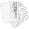 KTRIO 16PCS A6 Binder Pockets 6 Holes Cash Envelopes for Budgeting, Clear Zipper Folders for 6-Ring Budget Binder, Money Envelope Loose Leaf Bags Waterproof PVC Document Pencil Pouch Organizers