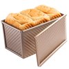 Cayanmydery Pullman Loaf Pan with Lid, Non-Stick Bakeware Golden Corrugated Carbon Steel Bread Toast Box Mold with Cover for Baking Bread, 1 lb Dough Capacity