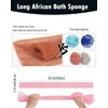 4 Pieces African Exfoliating Net Sponge, 33 inch Long Bathing Sponge Shower Body Scrubber Net for Back Skin Smoother, Daily Use (Black/Blue/Brown/Beige)