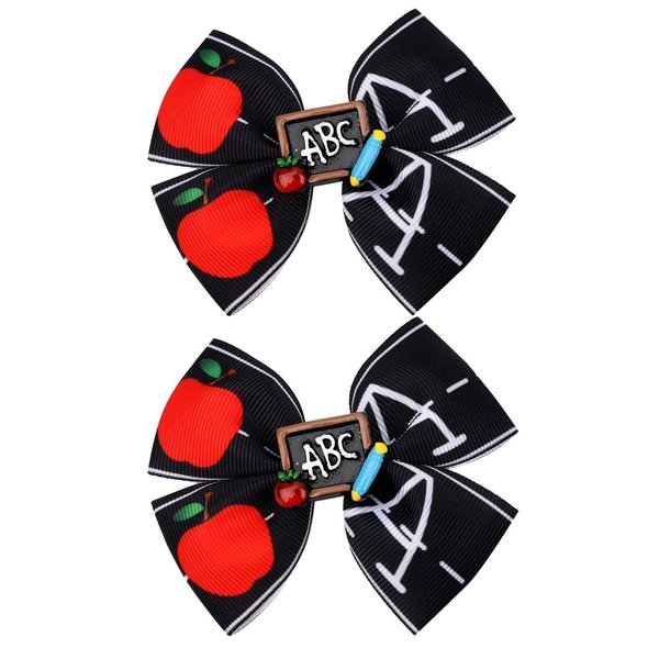 Girl School Hair Bow Back to School Hair Clip Hair Pin School Hair Accessories 2 Pack TSFJ55 (Black)