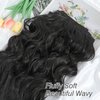 noxozoqm Clip in Hair Extensions 6 PCS Natural Soft Hair Blends Well Hair Extensions 20 Inch Natural Black Long Wavy Hairpieces for Women