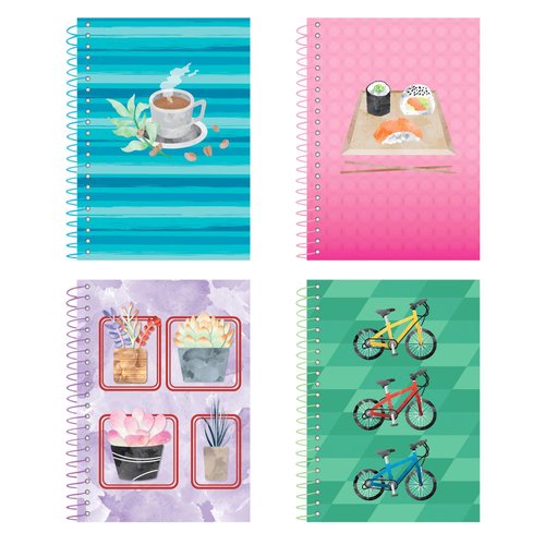 ROARING SPRING Lifenotes Recycled Spiral Notebook, 80 Sheets, 7" x 5", College Ruled, Sold as a 4 Pack of Assorted Covers
