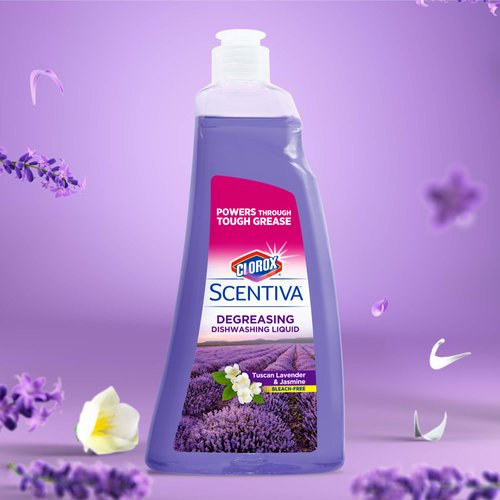 Clorox Scentiva Dish Soap | Great Smelling Dishwashing Liquid Cuts Through Grease FAST | Quick Rinsing Formula Washes Away Germs | A Powerful Clean You Can Trust, Tuscan Lavender & Jasmine, 26 oz