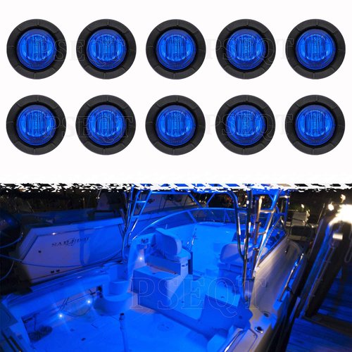 PSEQT 3 LED Round Boat Interior Deck Transom Courtesy Utility Light Marine Step Cockpit Lighting Waterproof for Fishing Pontoon Kayak Yacht Sailboat (Blue, 10Pcs)…