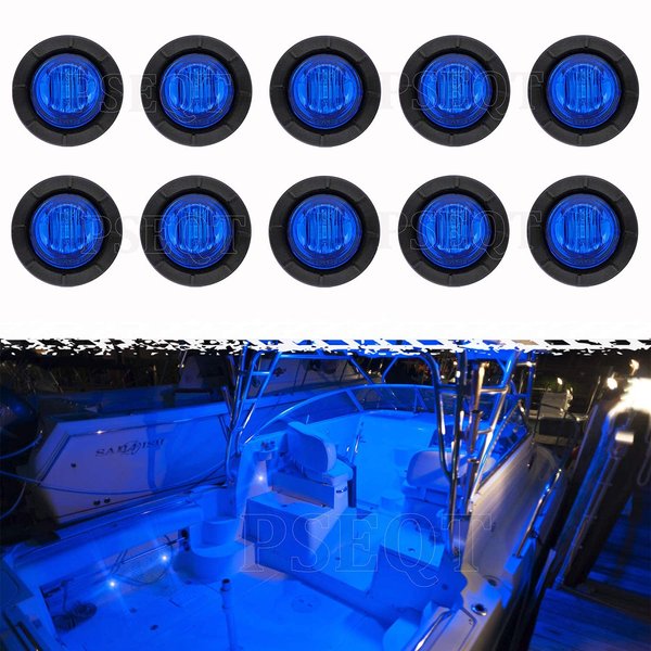 PSEQT 3 LED Round Boat Interior Deck Transom Courtesy Utility Light Marine Step Cockpit Lighting Waterproof for Fishing Pontoon Kayak Yacht Sailboat (Blue, 10Pcs)…