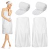 Kinlop 2 Sets Towel Wrap Bath Wrap Towel for Women with Pocket with Facial Spa Headband Set Waffle Spa Robe with Adjustable Closure Elastic Top