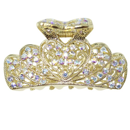 Faship Sparkling AB Rhinestone Crystal Floral Hair Claw Clips