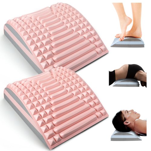 Drydiet 2 Pcs Back Stretcher Back Neck Cracker for Lower Back Pain Relief Neck Stretcher Back Stretcher Pillow Adjustable Spine Board for Scoliosis Herniated Disc Sciatica Stretching Chronic (Pink)