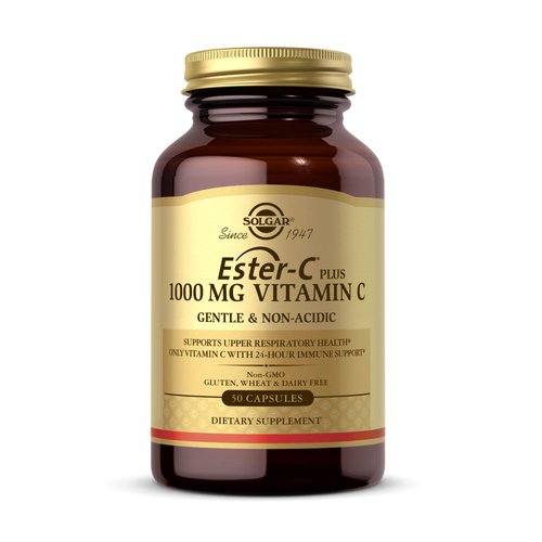 Solgar Ester-C Plus 1000 mg Vitamin C with Citrus Bioflavonoids - 50 Capsules - Gentle & Non Acidic - 24-Hour Immune Support, Supports Upper Respiratory Health - Non-GMO, Gluten Free - 50 Servings