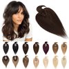 SEGO Hair Toppers for Women Real Human Hair With Bangs 7 * 13CM Silk Base 100% Remy Human Hair Clip in Top Wiglet Hair Pieces for Thinning Hair /12 Inch Dark Brown