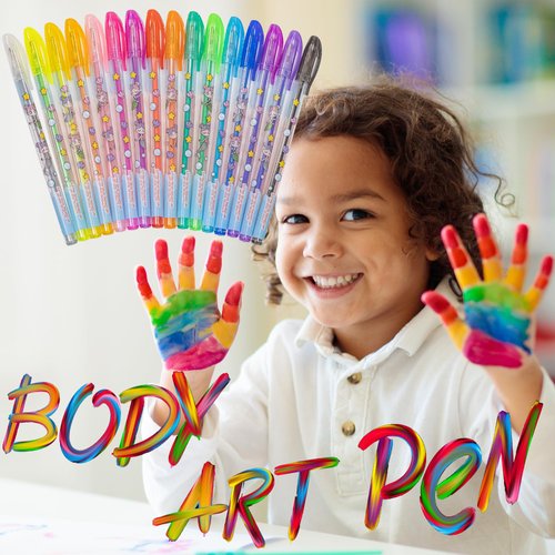 Townley Girl Mermaid 16 Piece Glitter Pen Body Art Set, Glittery and Bright Colors, Ages 3