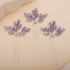 Teyglen 3pcs Bridal Crystal Hair Pins Rhinestones Hair Pieces Simple Crystal Wedding Hair Accessories Handmade Hair Pins for Women Bride Girls (Purple)