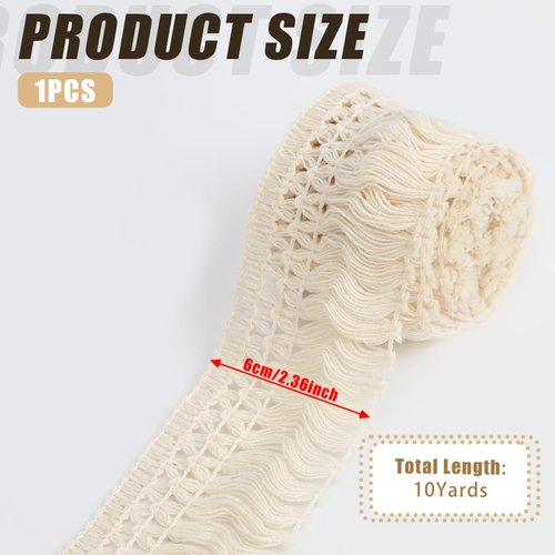 10 Yards Boho Long Fringe Trim 2.3'' Wide Sewing Fringe Trim Cotton Tassel Fringe Trim for Clothes Lamp Shade Curtain Dress Crafts Accessories Home Decor