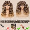 GKtineke-Curly-Wig Big-Curly-Wigs-for-White-Black-Women 20 Inch- Long-Curly-Afro-Wig-with-Bangs Synthetic-Hair-Replacement-Wigs-for- Cosplay and Daily(Ombre Ginger
