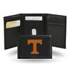 Rico Industries NCAA Embroidered Leather Trifold Wallet, Tennessee Volunteers, Black, 3.25 x 4.25-"