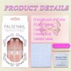 MABKJLF Press on Nails Long Square White French Tip Fake Nails Full Cover False Nails with Designs White Nail Tip Glossy False Nails with Nail Glue Artificial Acrylic Nails for Women Girls 24 Pcs