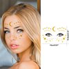 Briyhose Gold Moon Star Temporary Tattoo Sticker For Face Women Metallic, Star Dot Freckle Flash Face Tattoo Adult Girl, Twinkle Glitter Golden Temp Tatoo Carnival Halloween Party Body Makeup, 6-Sheet