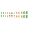 24 Pcs St. Patrick's Day Green Press on Nails Short Square RIICFDD French Fake Nails Glossy Light Green Full Cover False Nails with Cute Shamrock Designs Acrylic Nails for Women Nail Manicure