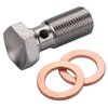 Podavelle M10x1.25 Metric Stainless Steel Single Banjo Bolt Brake Fitting Adapter 24mm Long with Copper Washers